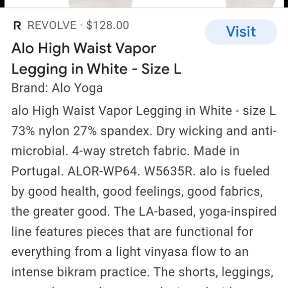 Alo High Waist Vapor Leggings - Picture 7 of 10